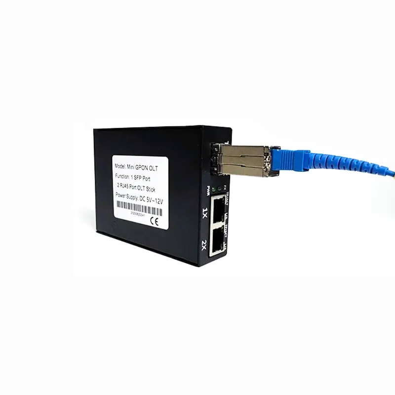 1Port GPON Mini OLT, 1310RX/1490TX 1.244G-RX/2.488G-TX 2dBm 8km SC/UPC, With 2GE OLT Case