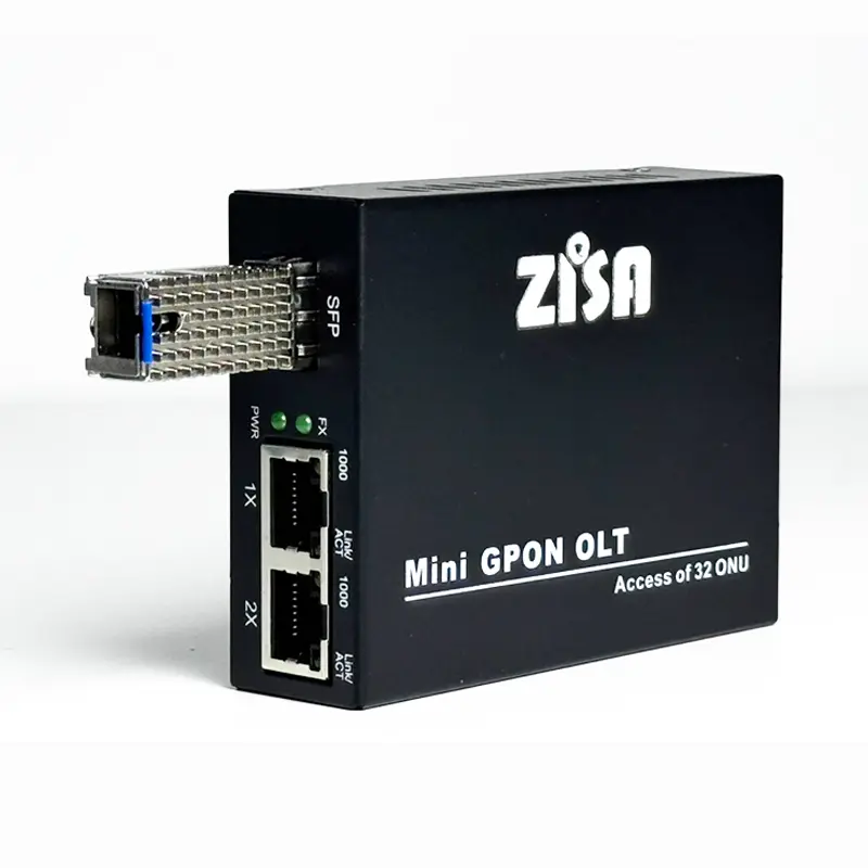 GPON Mini OLT, 1310RX/1490TX 1.244G-RX/2.488G-TX 2dBm 8km SC/UPC, With 2GE Uplink Port