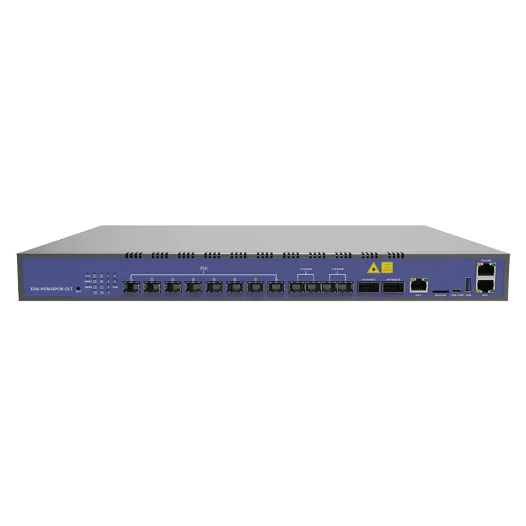 OP1608XGS, 10G XGSPON OLT, 8*XG(S)-PON/GPON port,1*GE(RJ45)+4*25GE(SFP28)+2*100GE(QSFP28),  AC Power